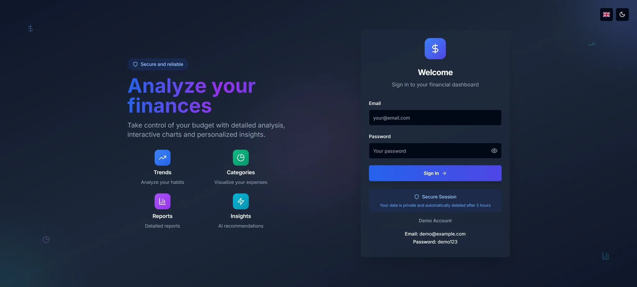 Projet Budget App — capture 1 sur 9