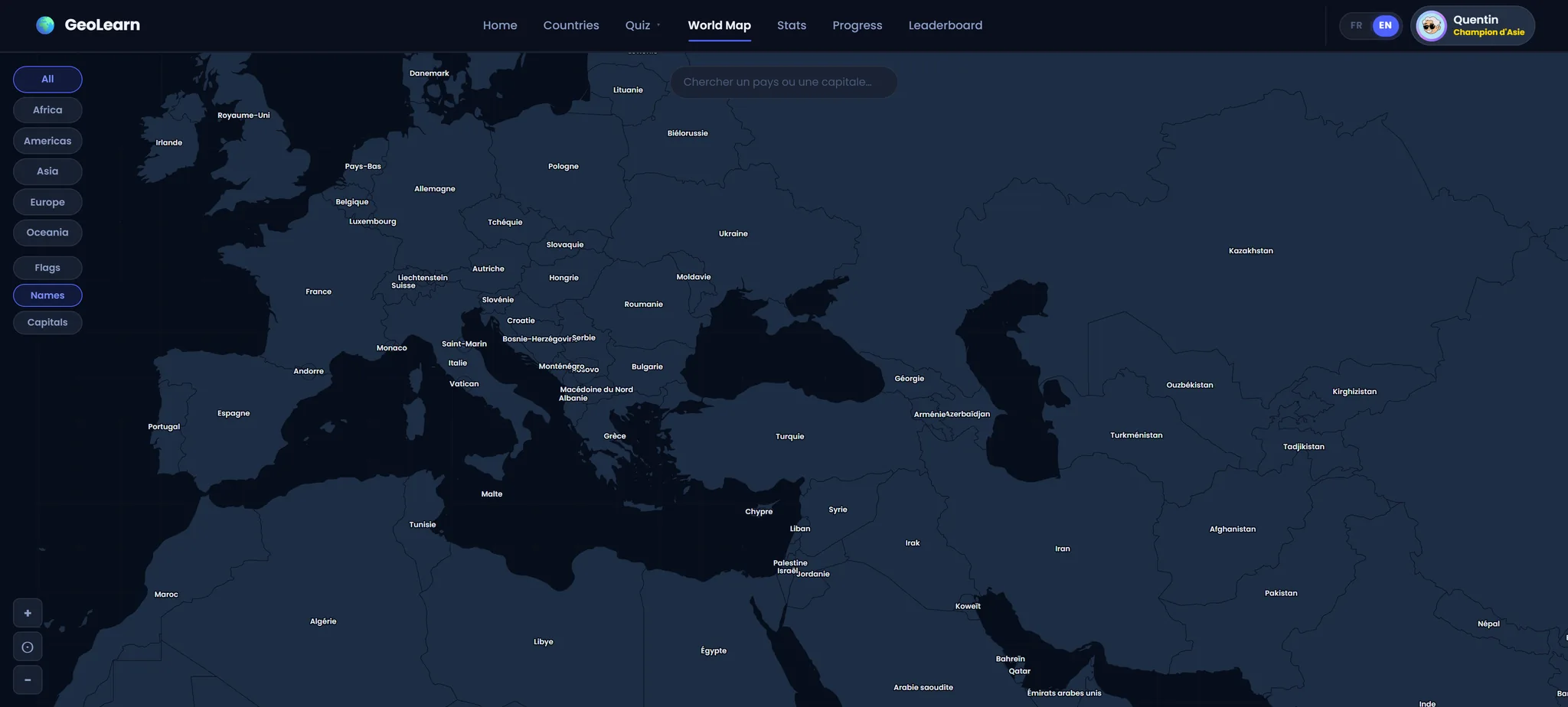 Projet GeoLearn — capture 1 sur 10